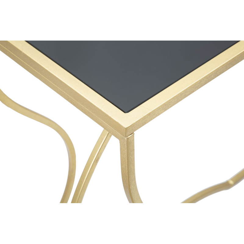 Console Sunshine – Métal doré et plateau verre noir 130x40x75 cm