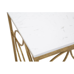 Console Star Marbre – Métal doré et marbre blanc 120x40x80 cm