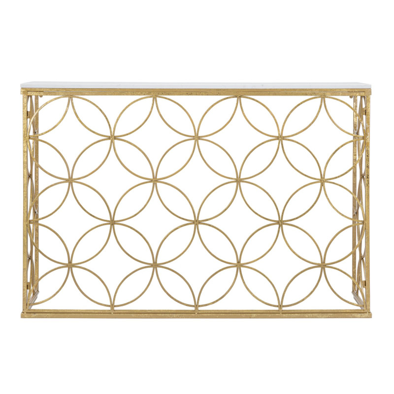 Console Star Marbre – Métal doré et marbre blanc 120x40x80 cm