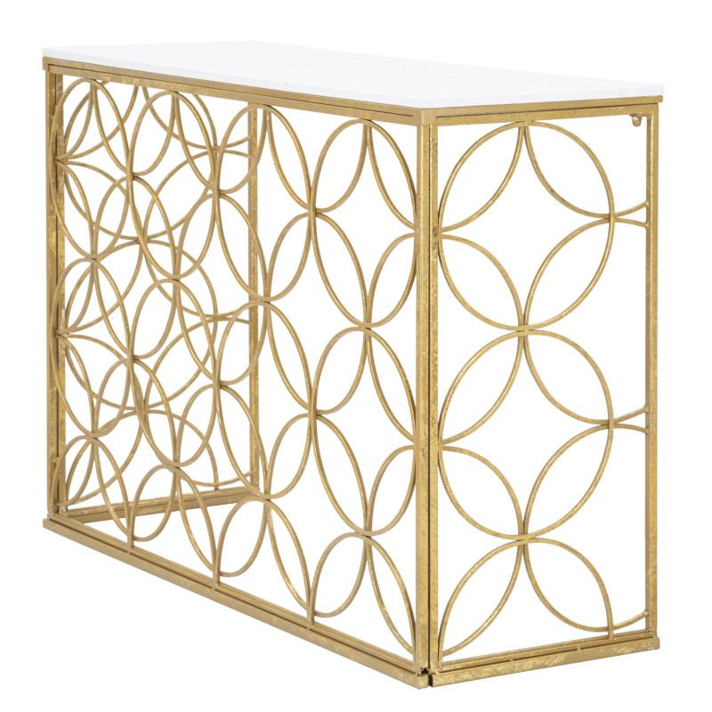 Console Star Marbre – Métal doré et marbre blanc 120x40x80 cm
