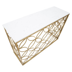 Console Star Marbre – Métal doré et marbre blanc 120x40x80 cm