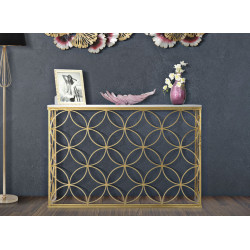 Console Star Marbre – Métal doré et marbre blanc 120x40x80 cm