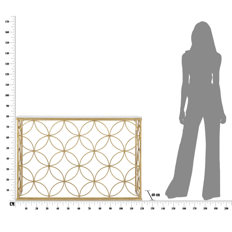 Console Star Marbre – Métal doré et marbre blanc 120x40x80 cm