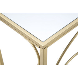 Console Art – Métal doré et plateau miroir 140x40x80 cm