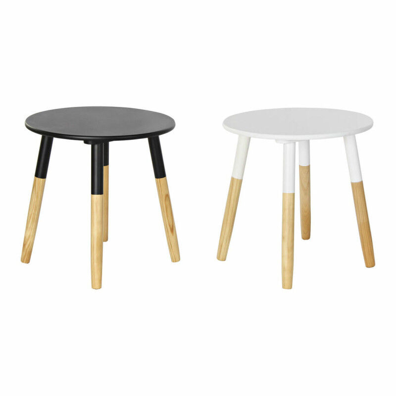 Table d'appoint DKD Home Decor Blanc Noir Bois (48 x 48 x 48 cm) (2 pcs)