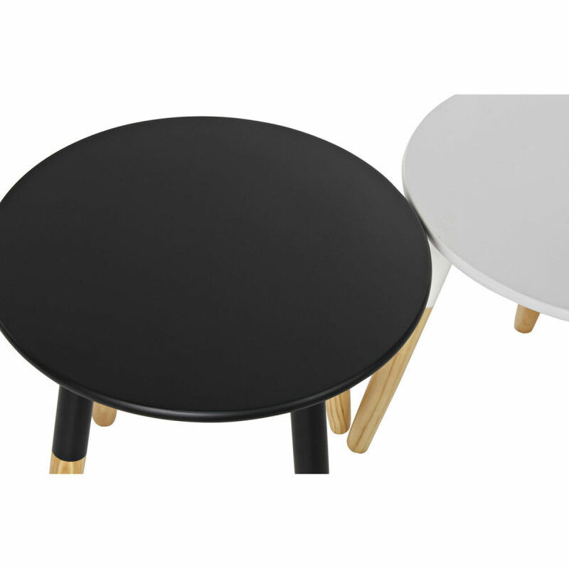 Table d'appoint DKD Home Decor Blanc Noir Bois (48 x 48 x 48 cm) (2 pcs)