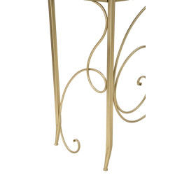 Console Art – Métal doré et plateau miroir 140x40x80 cm