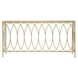 Console Arc Similmarbre – Métal doré et plateau verre 160x40x79 cm