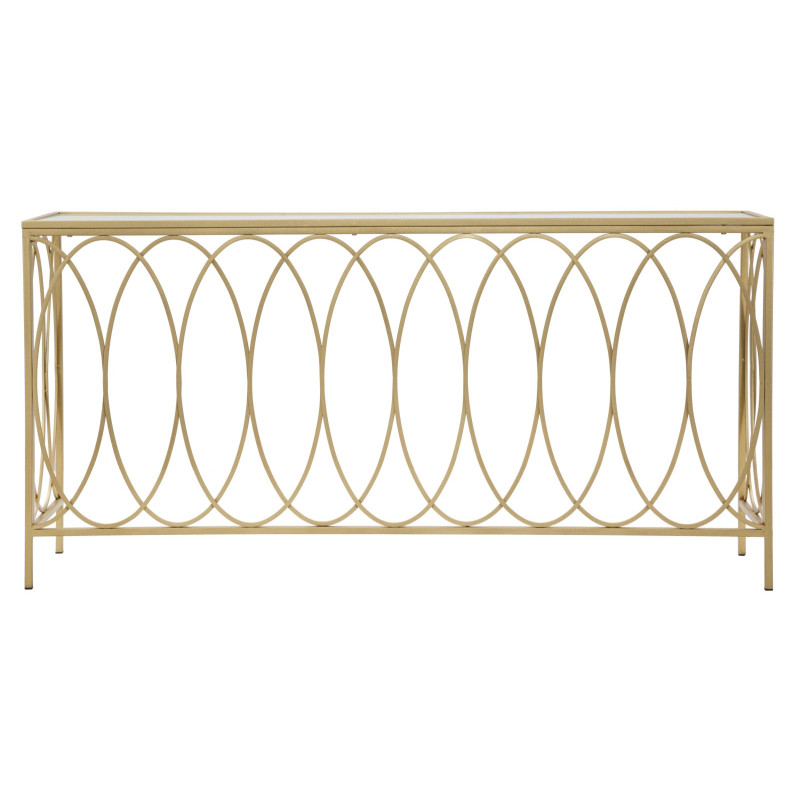 Console Arc Similmarbre – Métal doré et plateau verre 160x40x79 cm