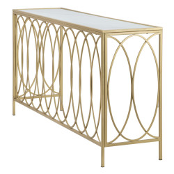 Console Arc Similmarbre – Métal doré et plateau verre 160x40x79 cm
