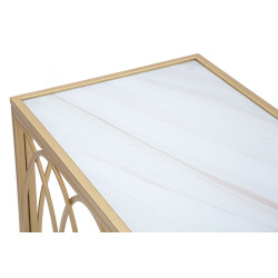 Console Arc Similmarbre – Métal doré et plateau verre 160x40x79 cm