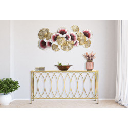 Console Arc Similmarbre – Métal doré et plateau verre 160x40x79 cm