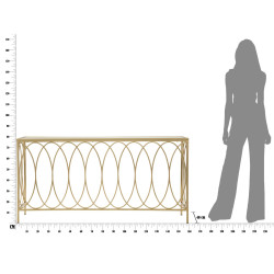 Console Arc Similmarbre – Métal doré et plateau verre 160x40x79 cm