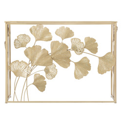 Console Feuille de Fer – Métal blanc et plateau miroir 108x36,5x80 cm