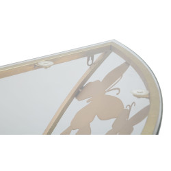Console Murale Papillons – Métal doré et plateau verre 120x40,5x37,2 cm