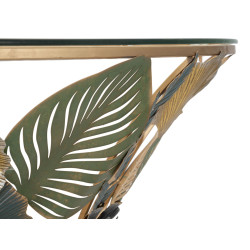 Console Murale Amaz – Métal doré et plateau verre multicolore 120x40,5x37,2 cm