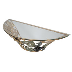 Console Murale Amaz – Métal doré et plateau verre multicolore 120x40,5x37,2 cm