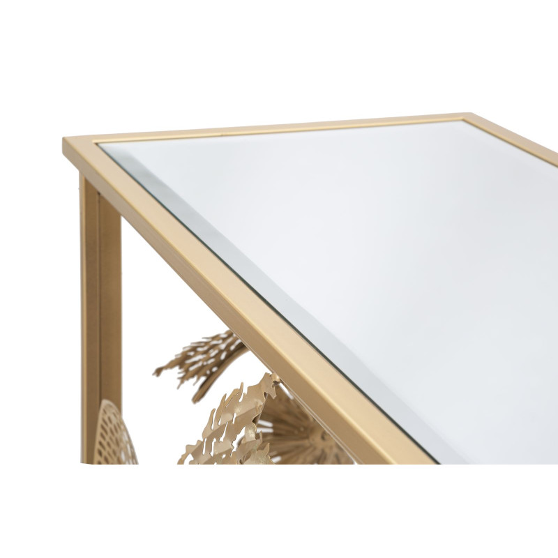 Console Glam Univers – Métal doré et plateau miroir 114x40,5x80 cm