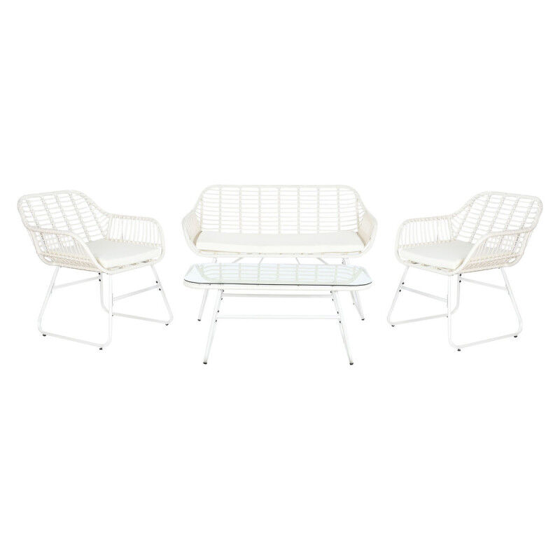 Meubles de jardin DKD Home Decor Blanc 124 x 74 x 84 cm (4 Pièces)