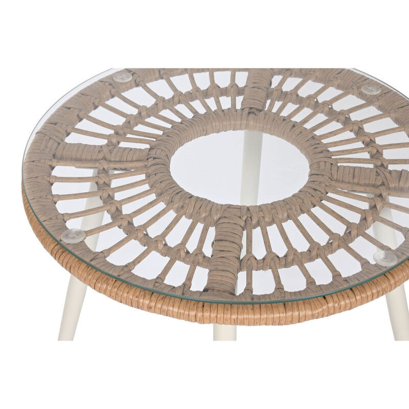 Ensemble Table avec 2 Sièges Home ESPRIT Blanc Beige Gris Naturel 55 x 55 x 47 cm