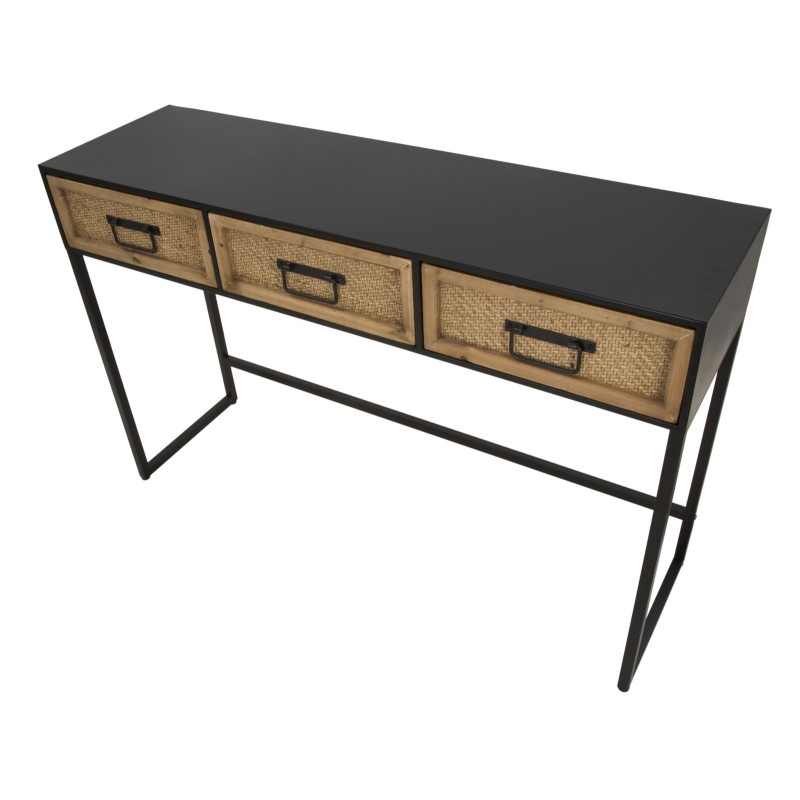 Console Hanoi – Métal noir et MDF multicolore 120x35x78 cm