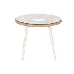 Ensemble Table avec 2 Sièges Home ESPRIT Blanc Beige Gris Naturel 55 x 55 x 47 cm