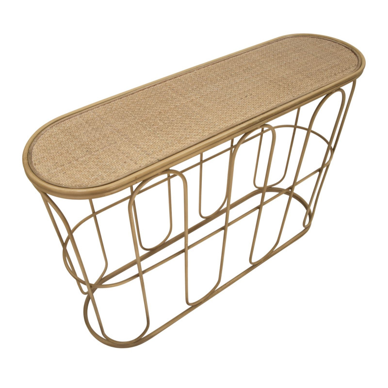 Console Samui – Métal et rotin naturel 110x32x77 cm