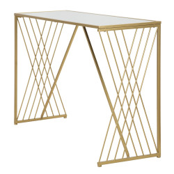 Console Easy – Metal dourado e tampo espelhado 120x40x80 cm