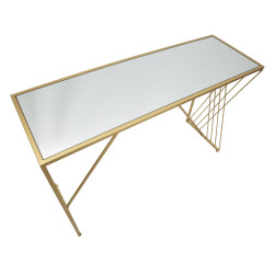 Console Easy – Métal doré et plateau miroir 120x40x80 cm