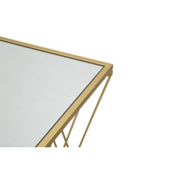 Console Easy – Métal doré et plateau miroir 120x40x80 cm