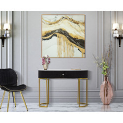 Console Montpellier Noire – Métal, bois et tissu multicolore 100x43x74 cm