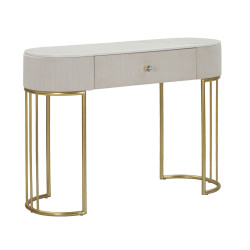 Console Montpellier Crème – Métal, bois et tissu crème 100x40x75 cm