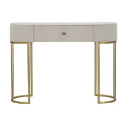 Console Montpellier Crème – Métal, bois et tissu crème 100x40x75 cm