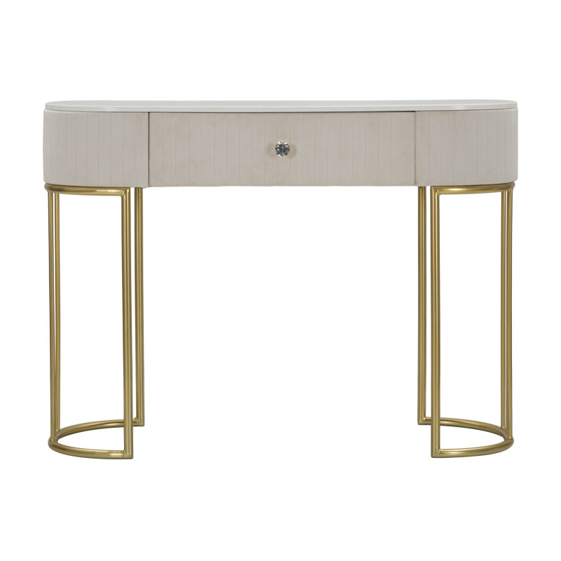 Console Montpellier Crème – Métal, bois et tissu crème 100x40x75 cm