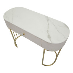 Console Montpellier Crème – Métal, bois et tissu crème 100x40x75 cm