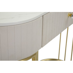 Console Montpellier Crème – Métal, bois et tissu crème 100x40x75 cm