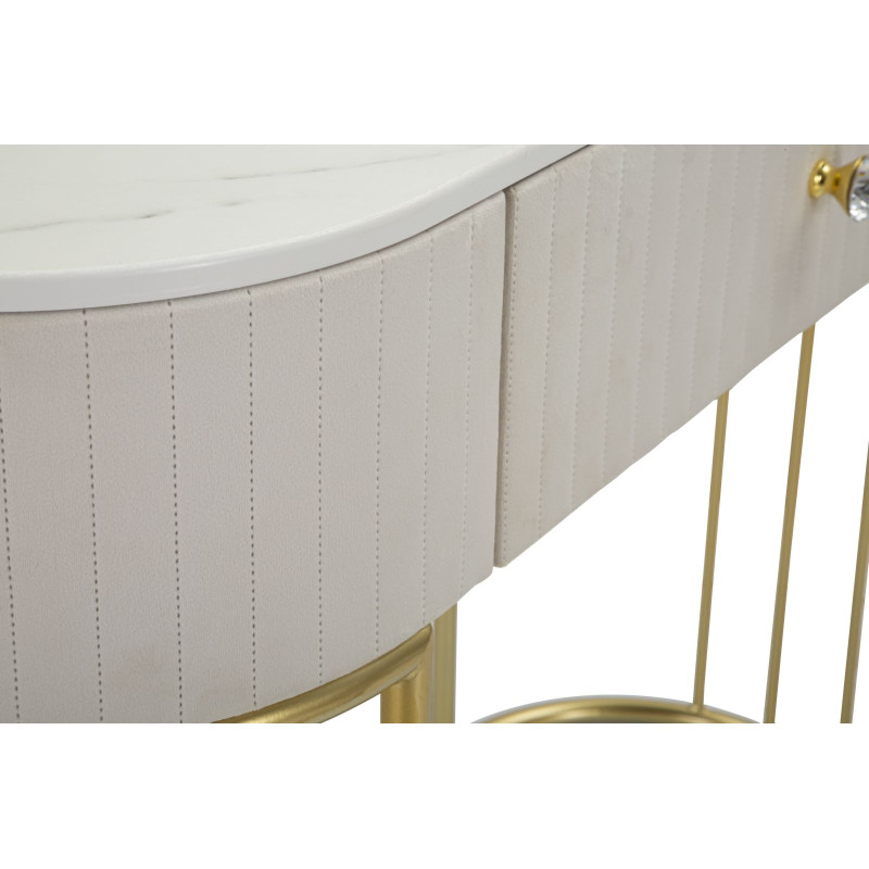 Console Montpellier Crème – Métal, bois et tissu crème 100x40x75 cm