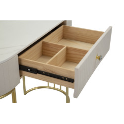 Console Montpellier Crème – Métal, bois et tissu crème 100x40x75 cm