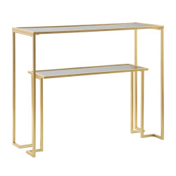 Console Niveau – Metallo dorato e piano in vetro 100x35x80 cm