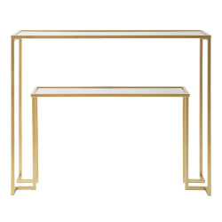 Console Nível – Metal Dourado e Tampo de Vidro 100x35x80 cm