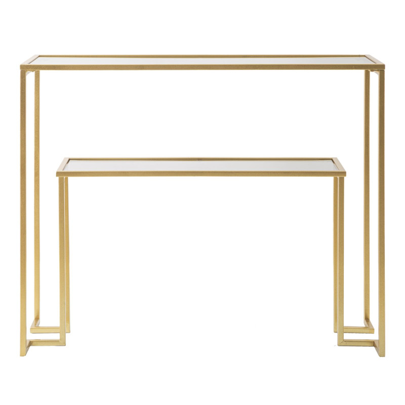 Console Niveau – Métal doré et plateau/verre 100x35x80 cm