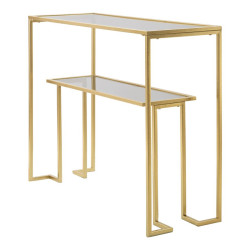 Console Nível – Metal Dourado e Tampo de Vidro 100x35x80 cm