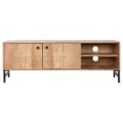 Meubles de télévision Home ESPRIT Marron Noir Métal Acacia 145 x 40 x 52 cm