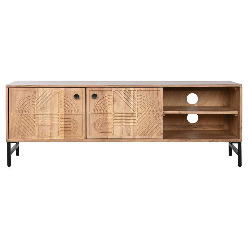 Meubles de télévision Home ESPRIT Marron Noir Métal Acacia 145 x 40 x 52 cm