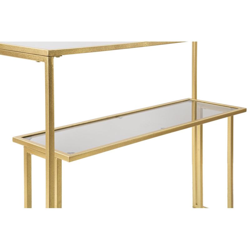 Console Nível – Metal Dourado e Tampo de Vidro 100x35x80 cm
