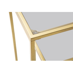 Console Nível – Metal Dourado e Tampo de Vidro 100x35x80 cm