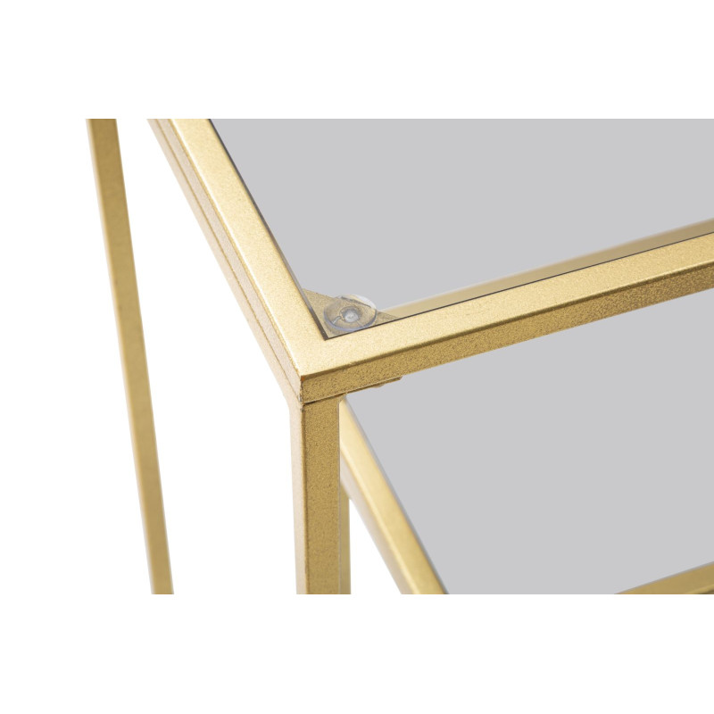 Console Nível – Metal Dourado e Tampo de Vidro 100x35x80 cm