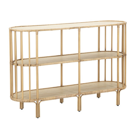 Console Panama 3 prateleiras – Metal, rattan e plástico 120x37,5x80 cm