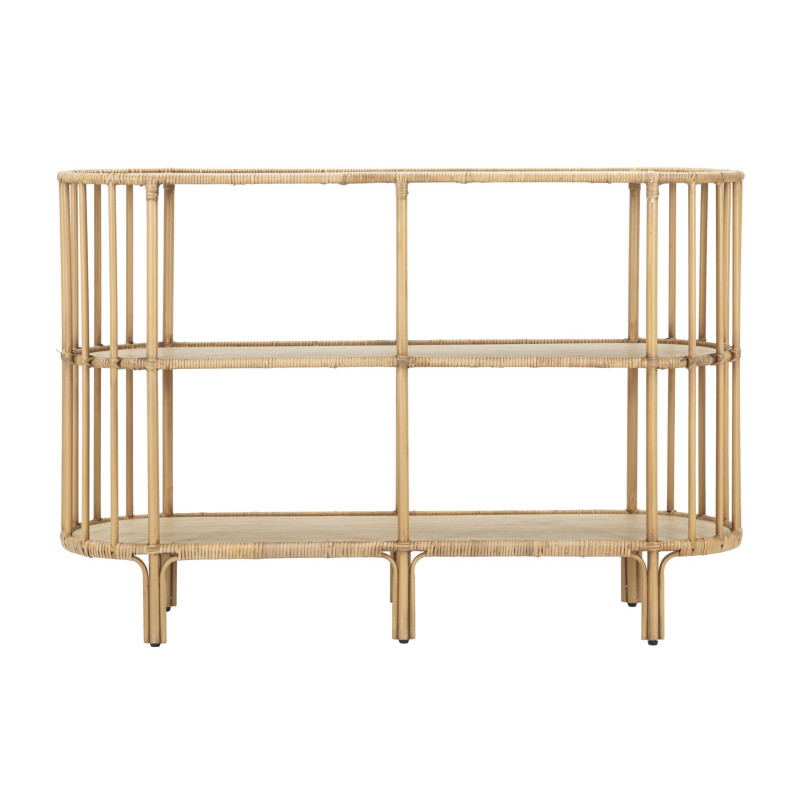 Console Panama 3 prateleiras – Metal, rattan e plástico 120x37,5x80 cm