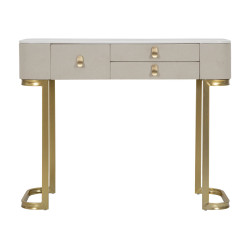 Console 3 tiroirs Beauty – Bois de pin, MDF et métal crème et or 100x40x80 cm
